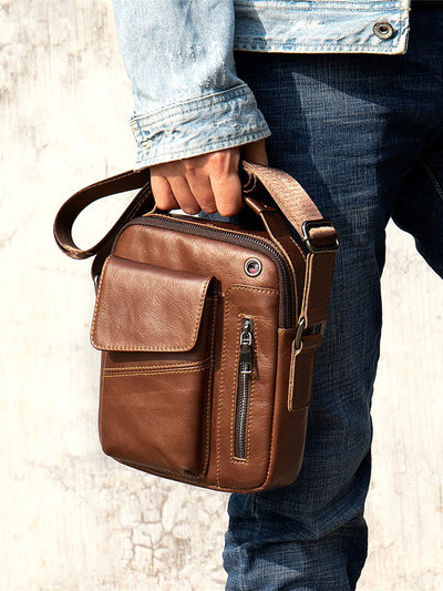 Men's Cowhide Crossbody Shoulder Bag