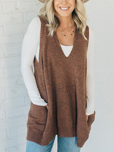 Cozy Knit V-Neck Pocket Sweater Vest