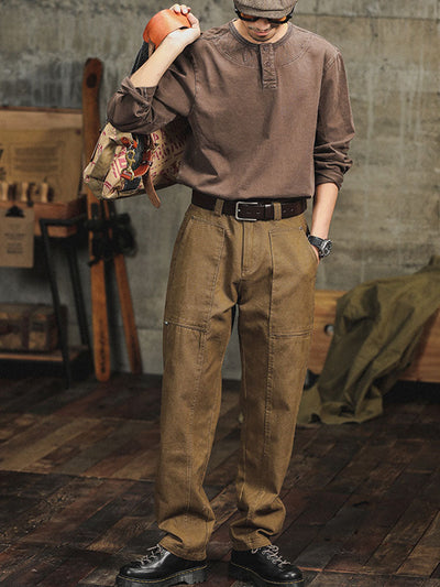Men's Vintage-Inspired Straight-Leg Cargo Pants