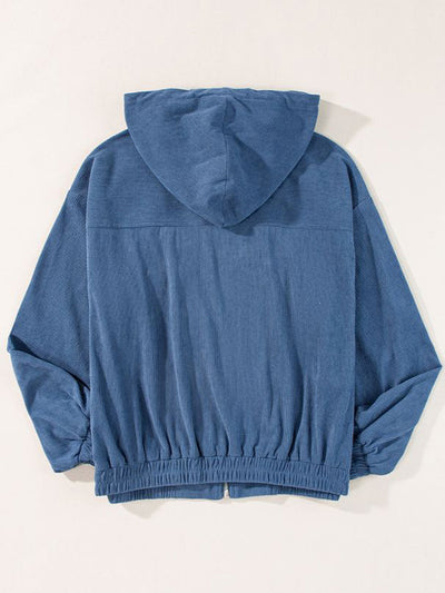 Women's Casual Corduroy Zip-Up Hooded Jacket