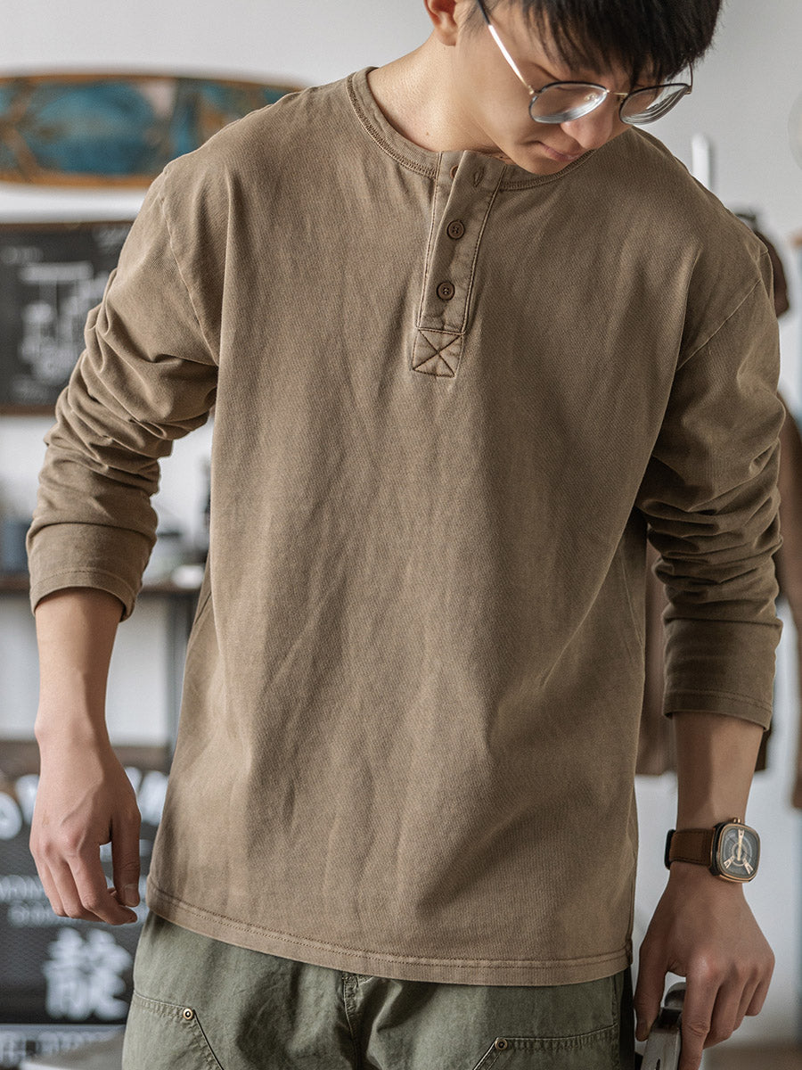 Long Sleeve Washed Henley