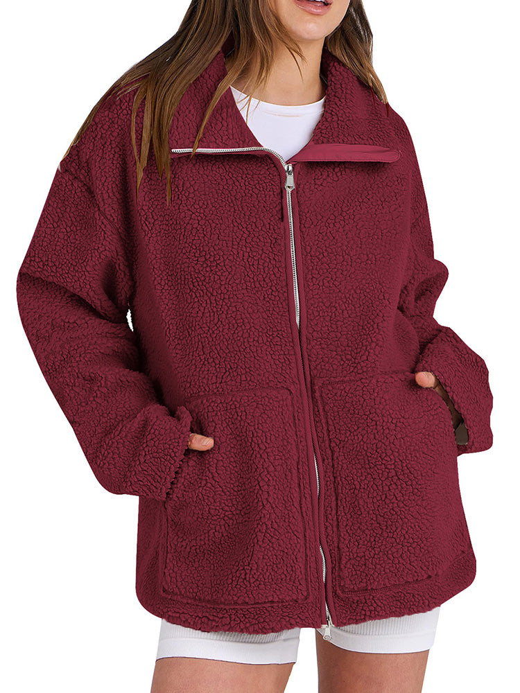 Cozy Sherpa Fleece Zip-Up Jacket for Women