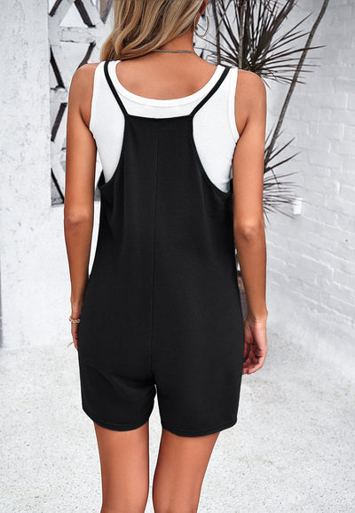 Casual Sleeveless Romper with Pockets