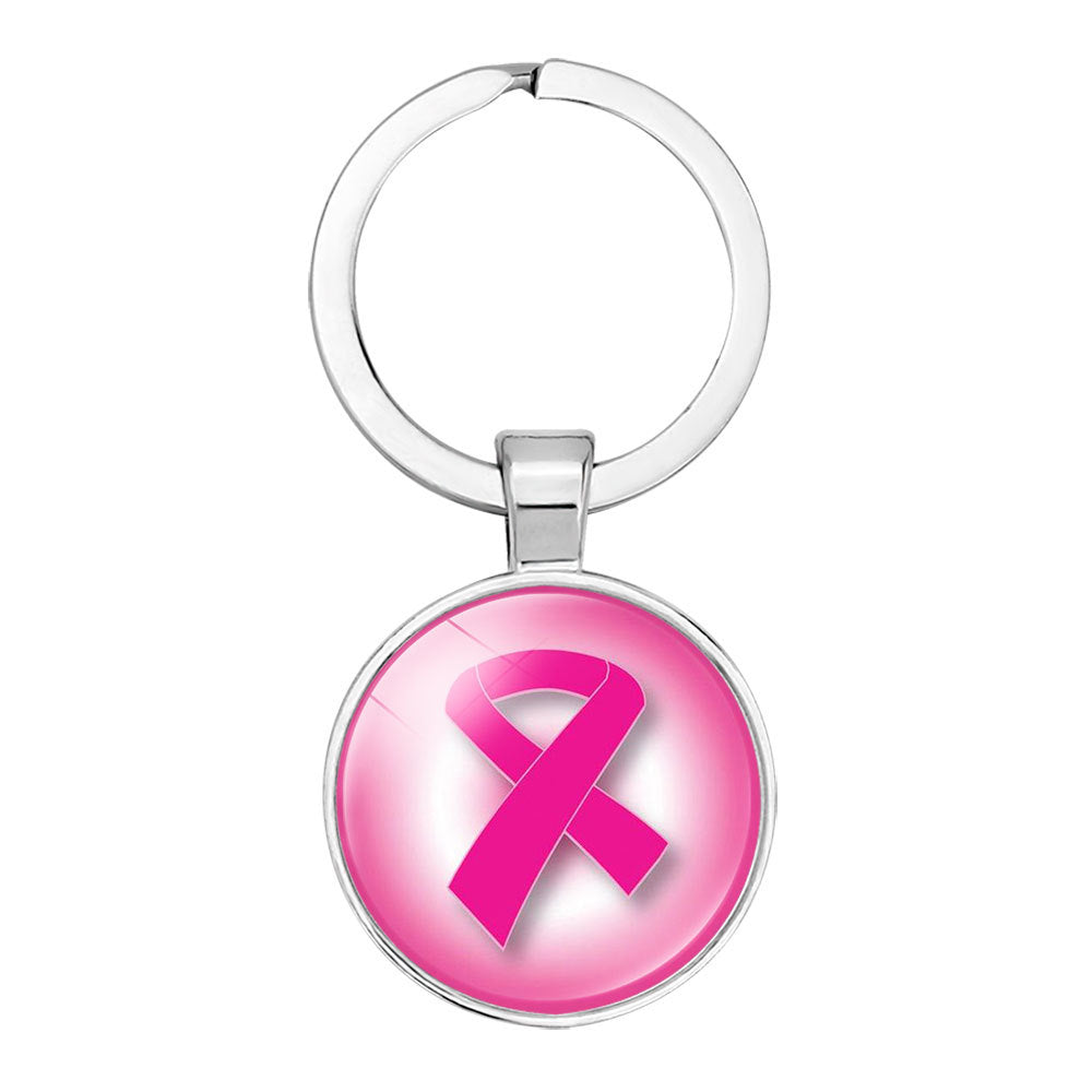 Breast Cancer Awareness Pink Ribbon Keychain