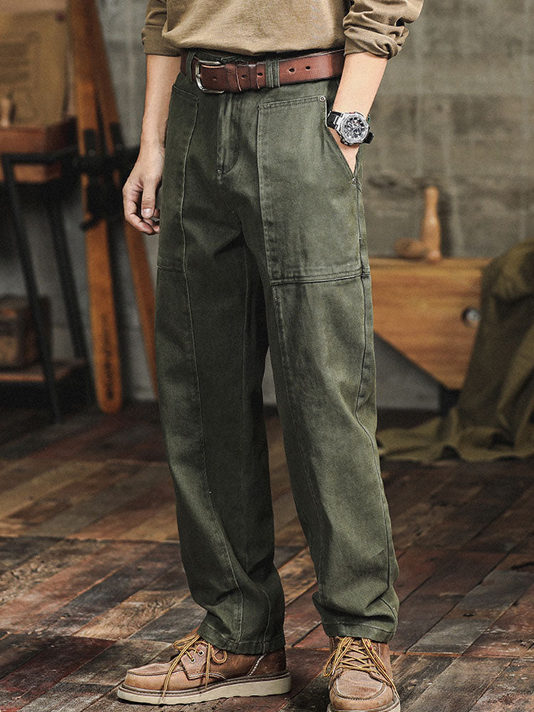 Men's Vintage-Inspired Straight-Leg Cargo Pants