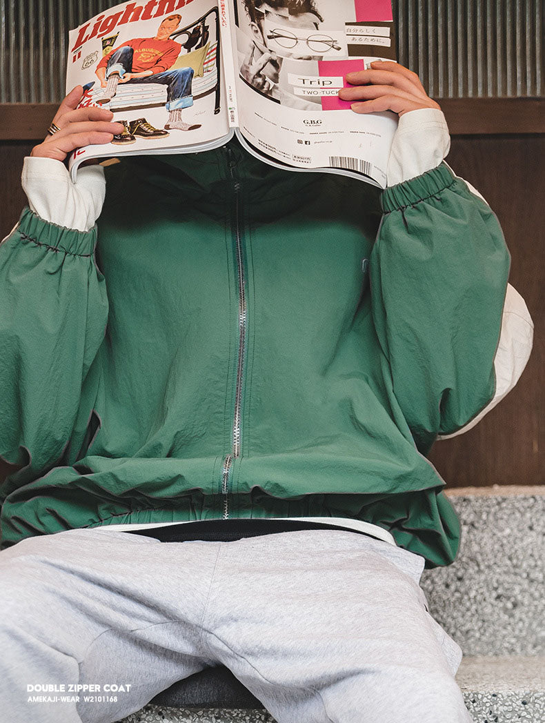 Men's Nylon Color-Block Windbreaker Jackets