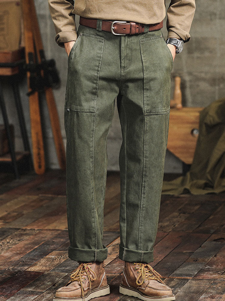 Men's Vintage-Inspired Straight-Leg Cargo Pants