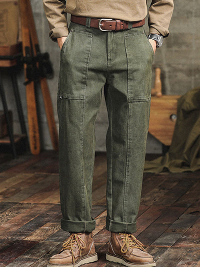 Men's Vintage-Inspired Straight-Leg Cargo Pants