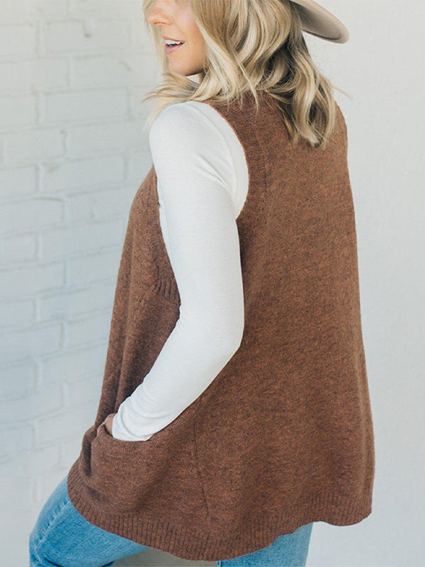 Cozy Knit V-Neck Pocket Sweater Vest