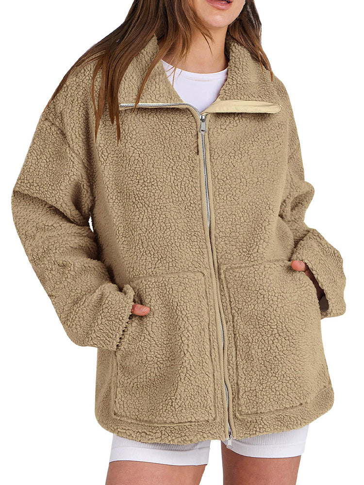 Cozy Sherpa Fleece Zip-Up Jacket for Women