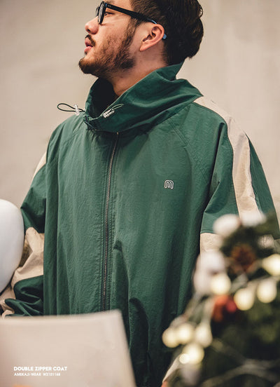 Men's Nylon Color-Block Windbreaker Jackets