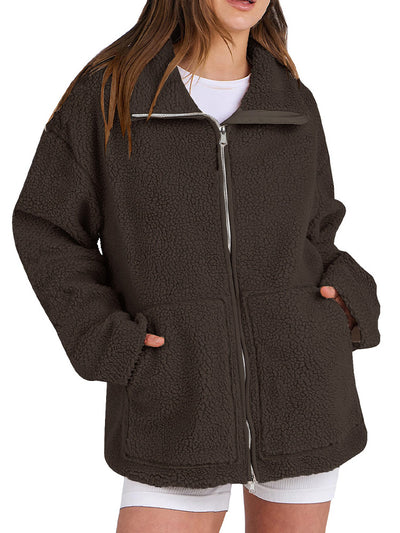 Cozy Sherpa Fleece Zip-Up Jacket for Women