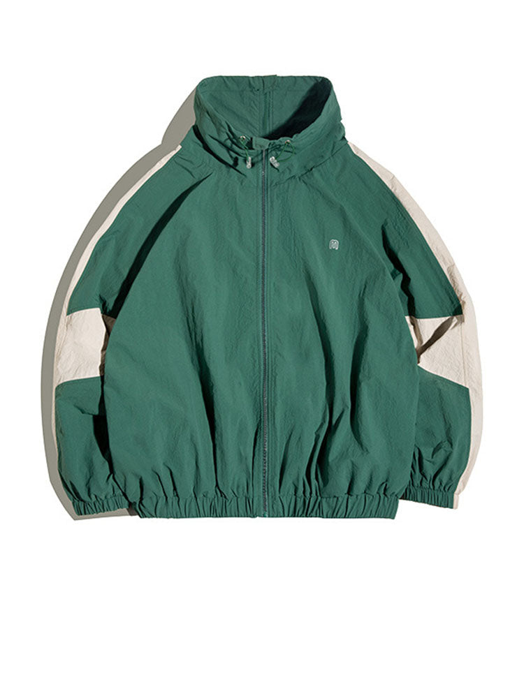 Men's Nylon Color-Block Windbreaker Jackets