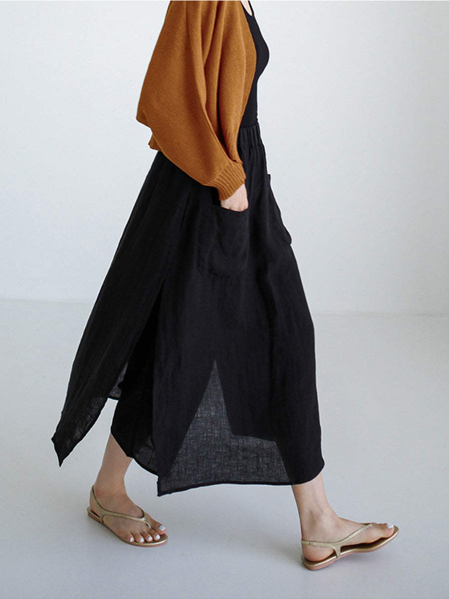 Linen Wide-leg Culottes with Pockets