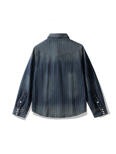 Men’s Vintage-Inspired Striped Denim Shirt