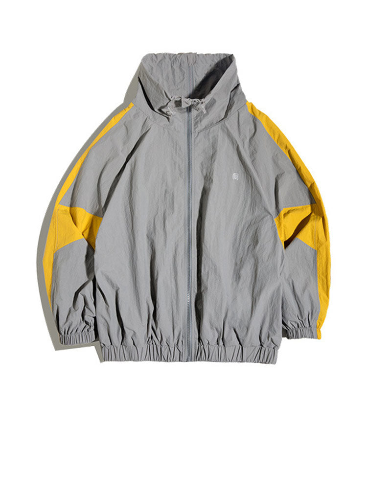Men's Nylon Color-Block Windbreaker Jackets
