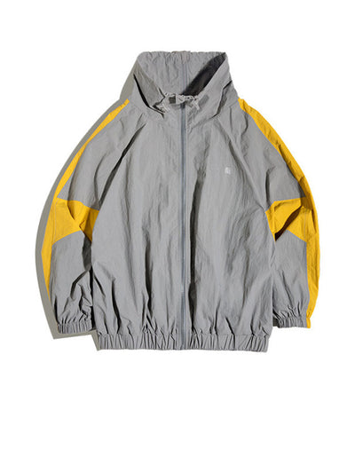 Men's Nylon Color-Block Windbreaker Jackets