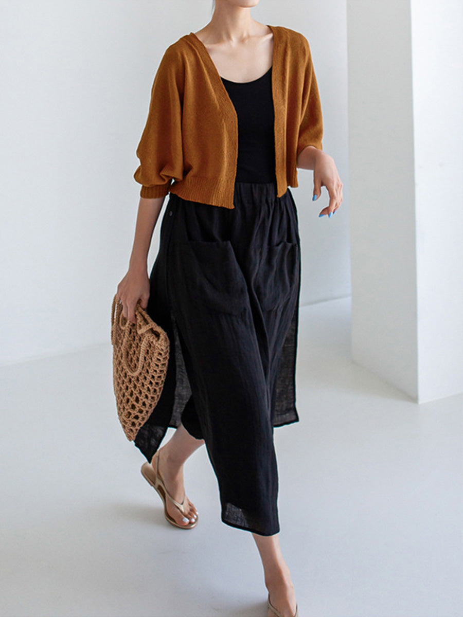 Linen Wide-leg Culottes with Pockets