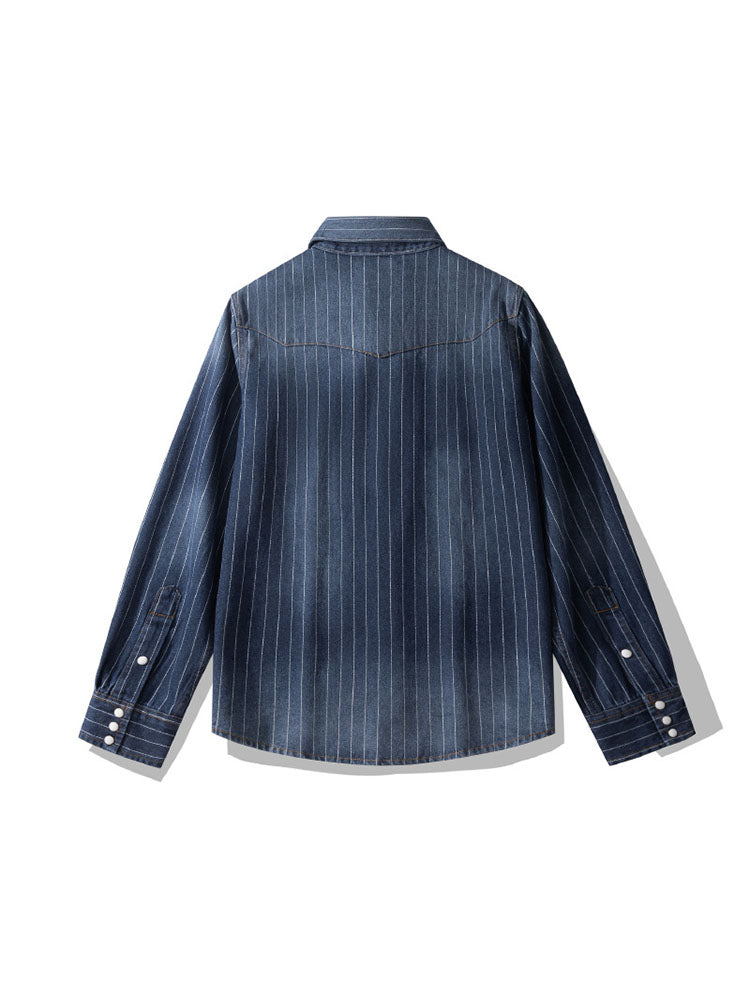 Men’s Vintage-Inspired Striped Denim Shirt