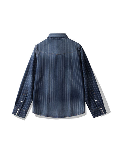 Men’s Vintage-Inspired Striped Denim Shirt