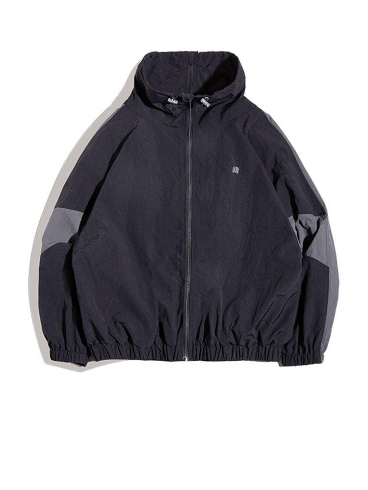 Men's Nylon Color-Block Windbreaker Jackets
