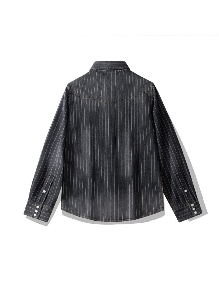 Men’s Vintage-Inspired Striped Denim Shirt