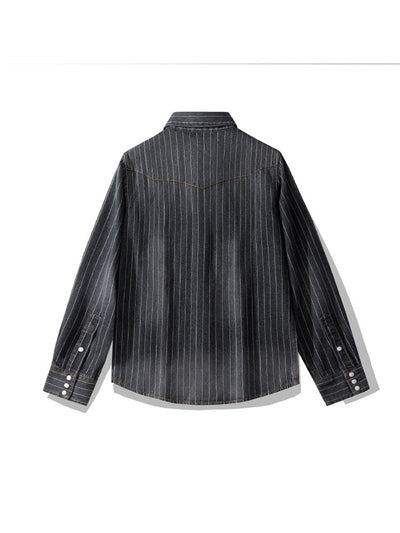 Men’s Vintage-Inspired Striped Denim Shirt