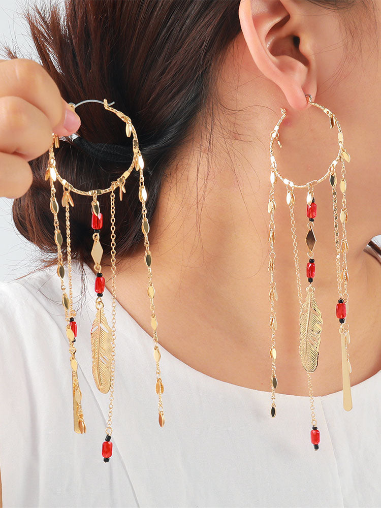 Bohemian Tassel Hoop Earrings