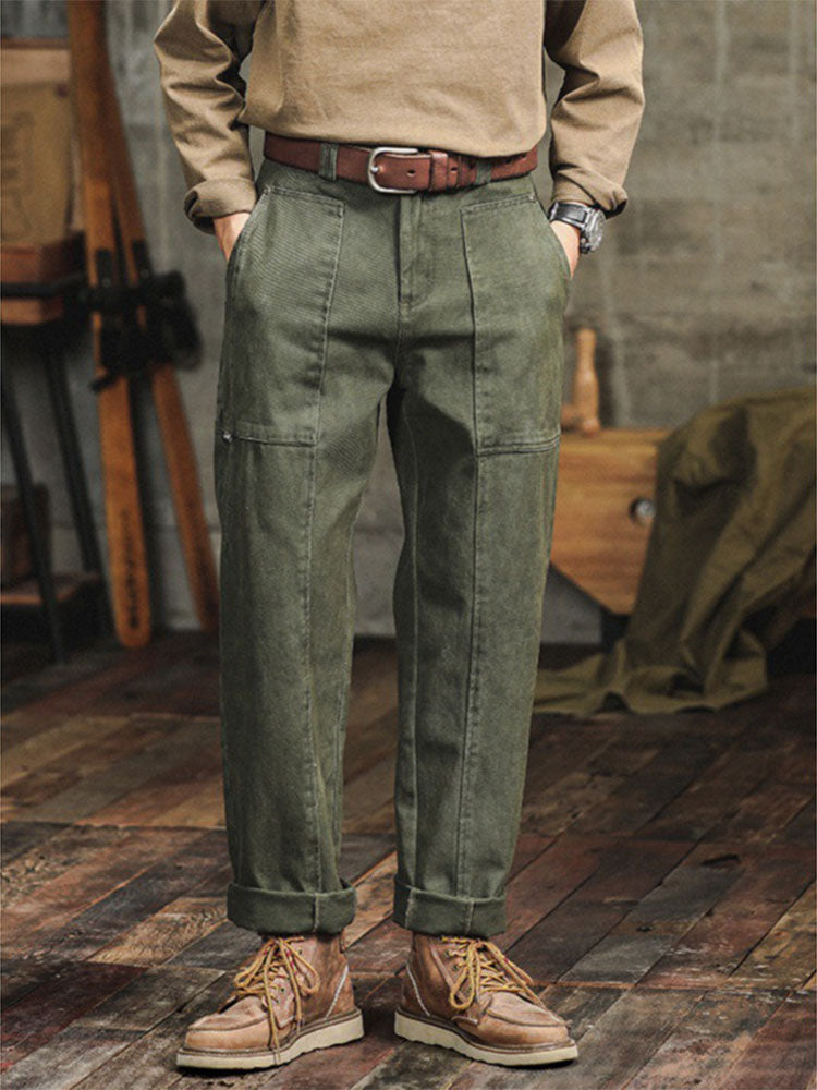 Men's Vintage-Inspired Straight-Leg Cargo Pants