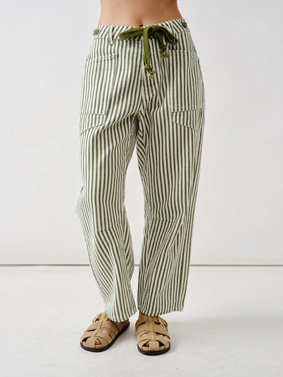 Railroad Stripe Relaxed Fit Barrel Pants