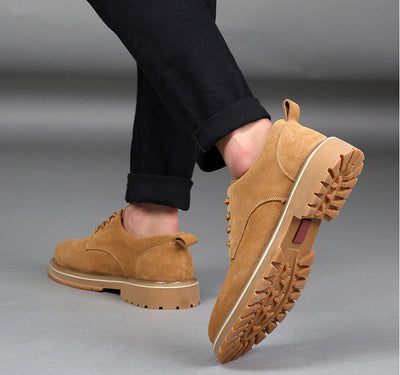 Men's Suede Lace-Up British Casual Work Shoes