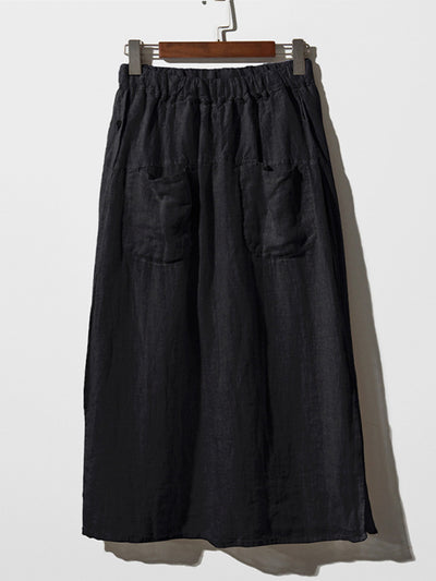 Linen Wide-leg Culottes with Pockets