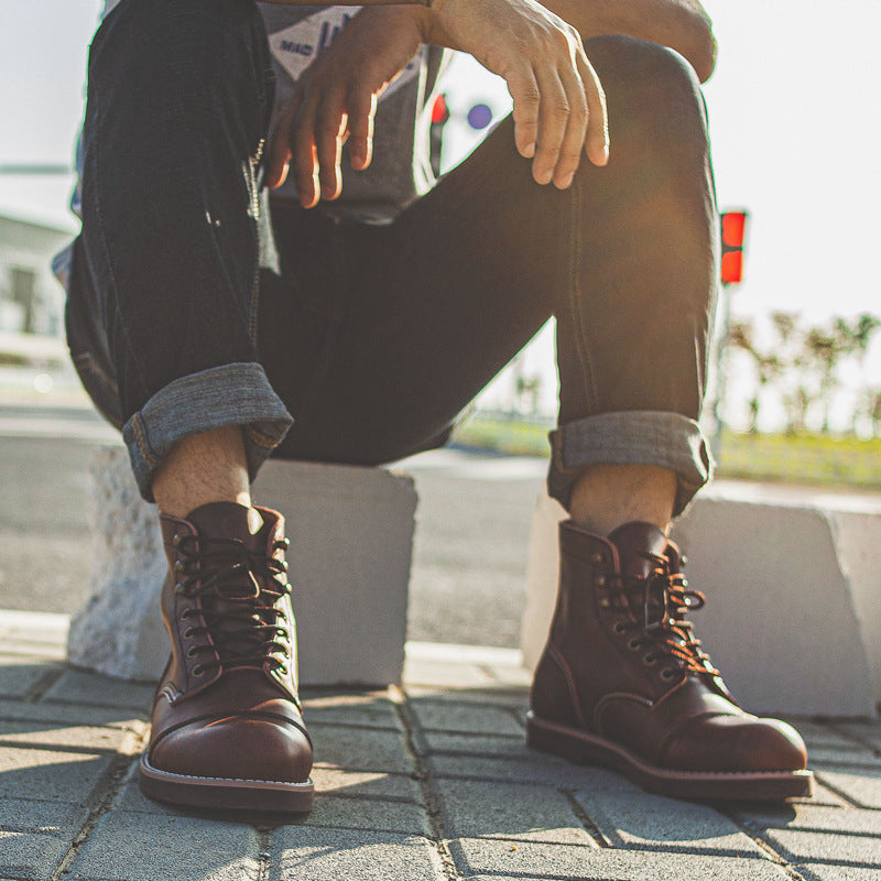 Men's Genuine Cowhide Leather Work Boots