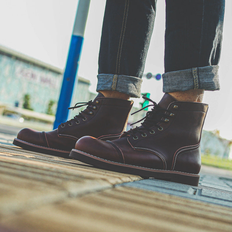 Men's Genuine Cowhide Leather Work Boots