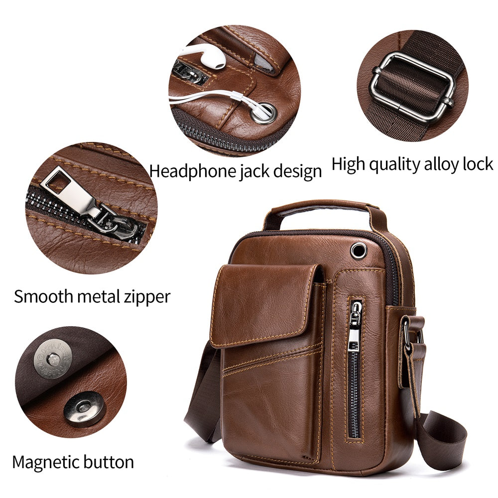 Men's Cowhide Crossbody Shoulder Bag