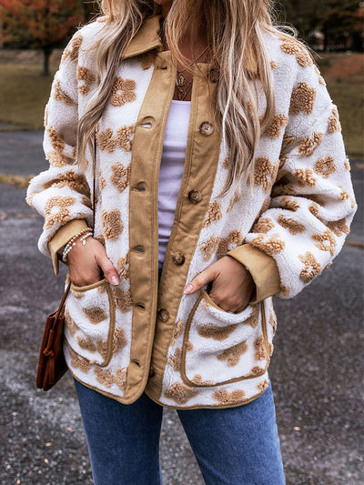 Cozy Floral Fleece Button-Up Jacket