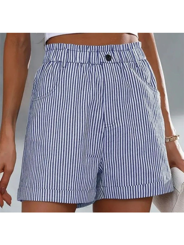 Women's Casual Cuffed Comfy Stripe Shorts