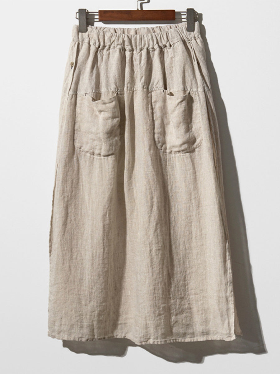 Linen Wide-leg Culottes with Pockets