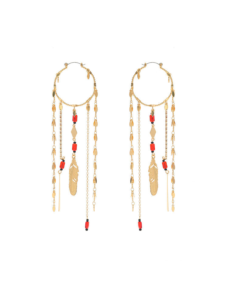 Bohemian Tassel Hoop Earrings