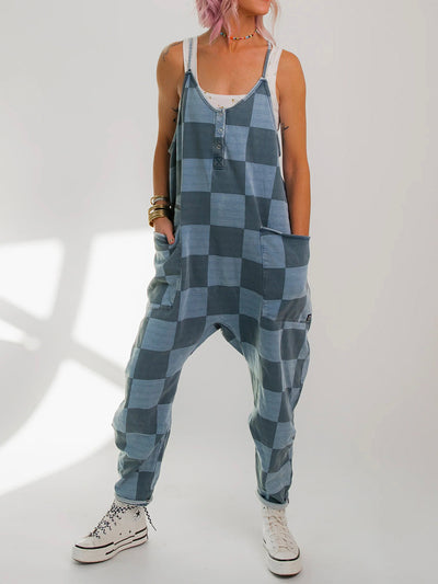 Oversized Women's Checkered Jumpsuit