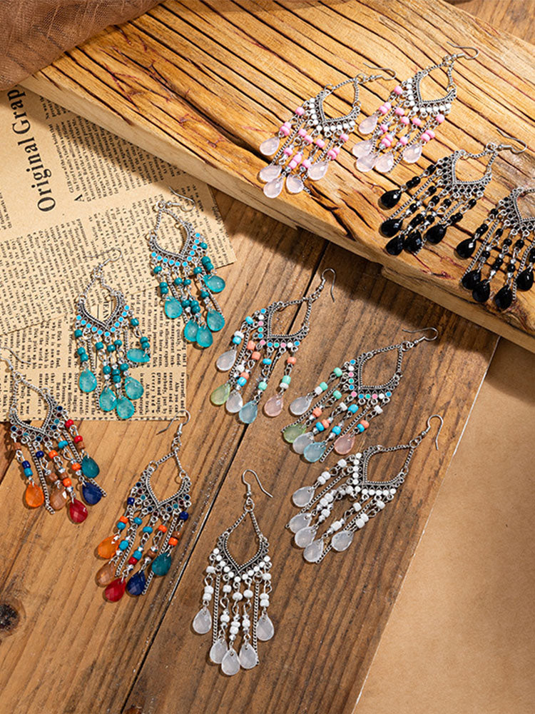 Bohemian Tassel Beaded Dangle Earrings