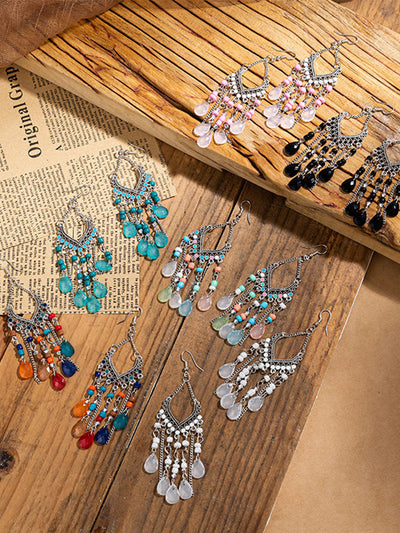 Bohemian Tassel Beaded Dangle Earrings
