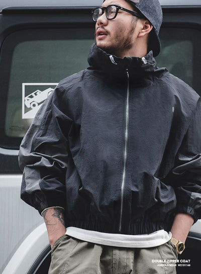 Men's Nylon Color-Block Windbreaker Jackets