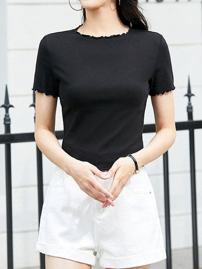 Women's Ruffled-Edge Short Sleeve Tees