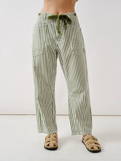 Railroad Stripe Relaxed Fit Barrel Pants
