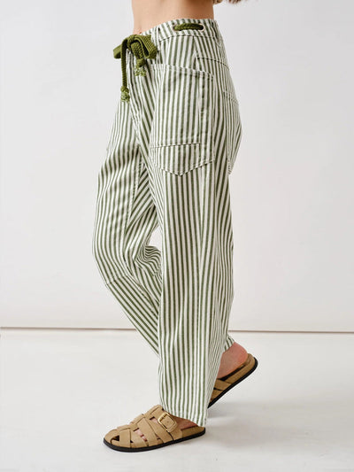 Railroad Stripe Relaxed Fit Barrel Pants