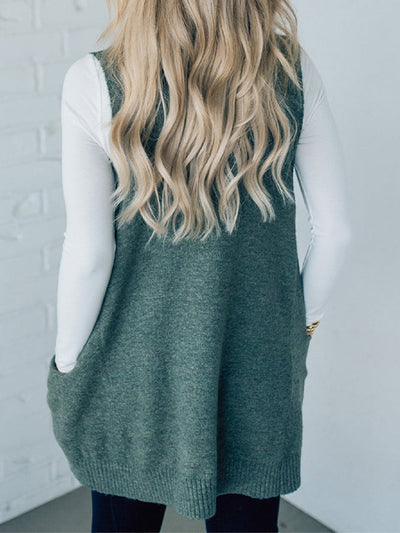 Cozy Knit V-Neck Pocket Sweater Vest