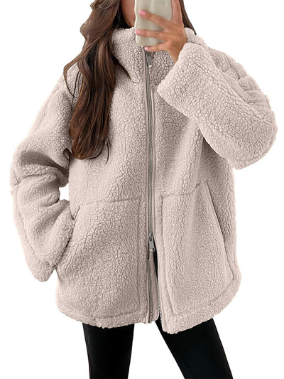 Cozy Sherpa Fleece Zip-Up Jacket for Women