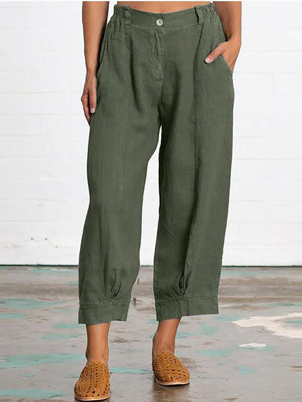 Solid Color Loose Casual Crop Pants