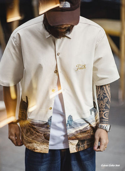 Men's Western-Inspired Short-Sleeve Shirt